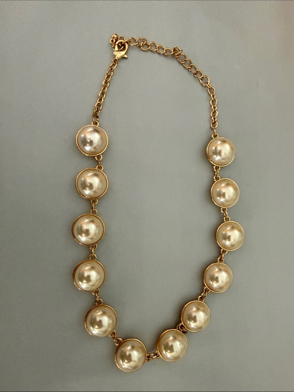 Gold Pearl Station Necklace - Classic Women's Jewelry
